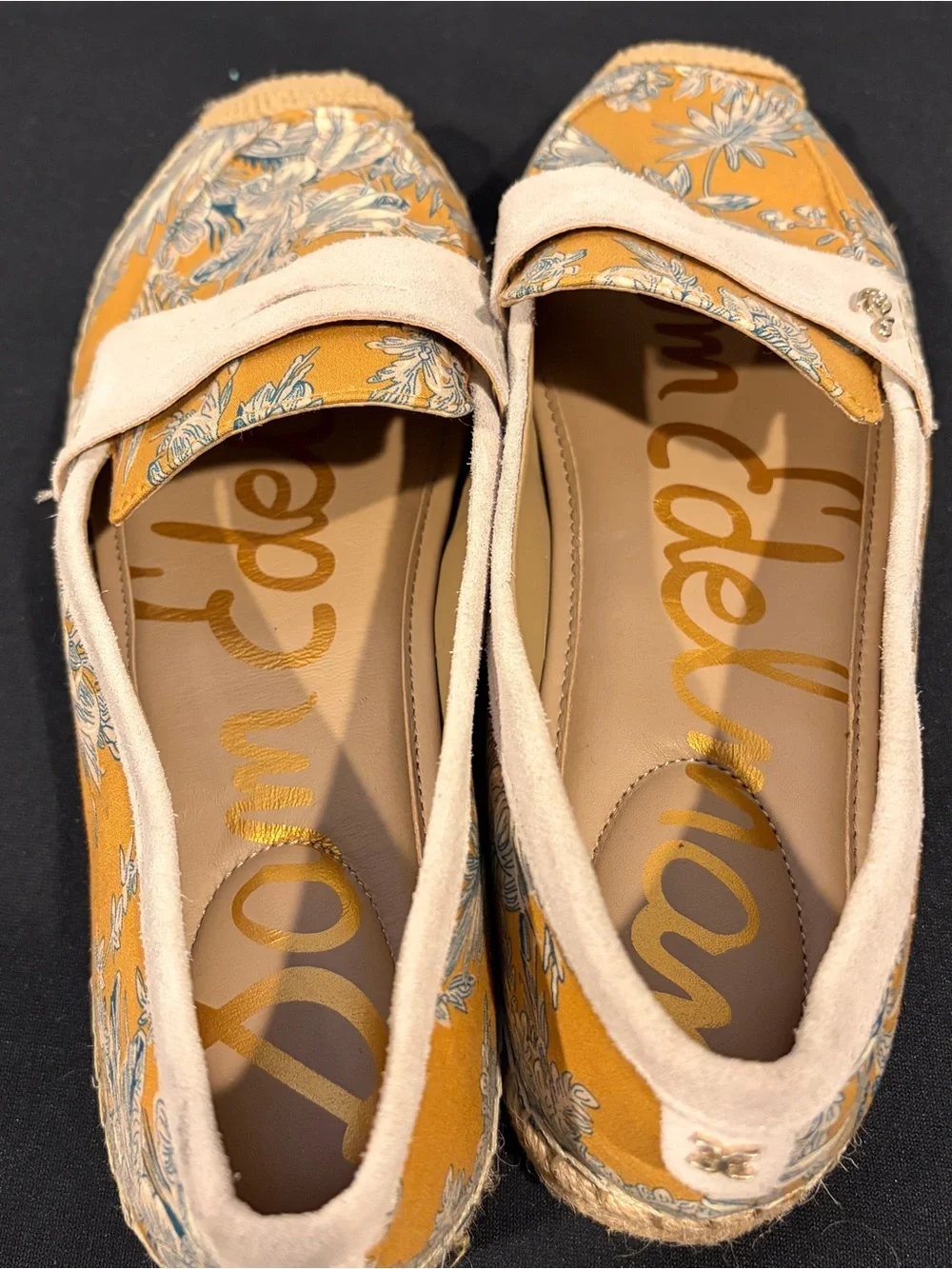 Sam Edelman Kai 2 Marigold Yellow Floral Espadrille Loafers Women's 8.5 M  NWOB